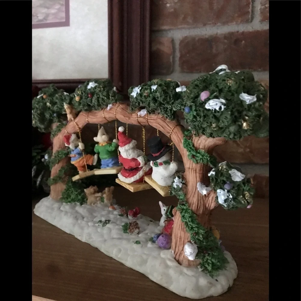 Rare Vintage Large Holiday Santa Snowman Swinging Tree‼️FINAL SALE